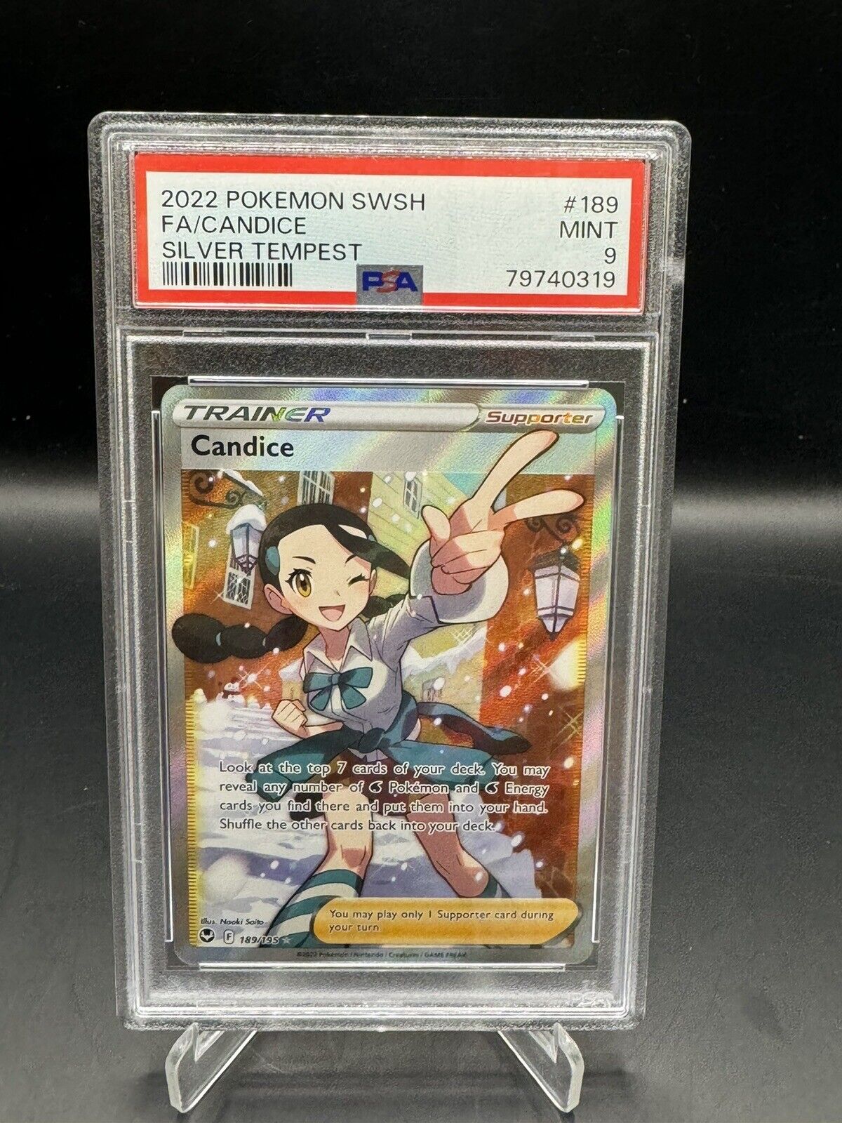 PSA 9 Pokémon TCG: 2022 Candice 189/195 Silver Tempest Full Art