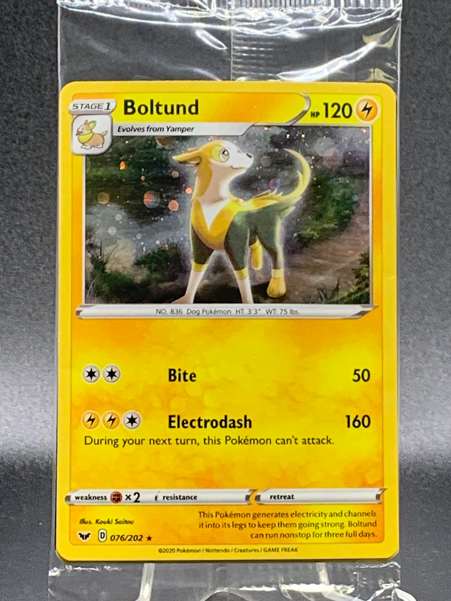 Pokemon TCG 2020 Boltund 076/202 Sword & Shield Base Set Sealed