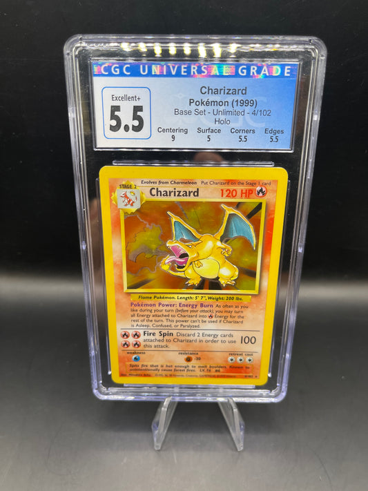 CGC 5.5 Pokémon TCG: 1999 Charizard 4/102 Base Set Holo