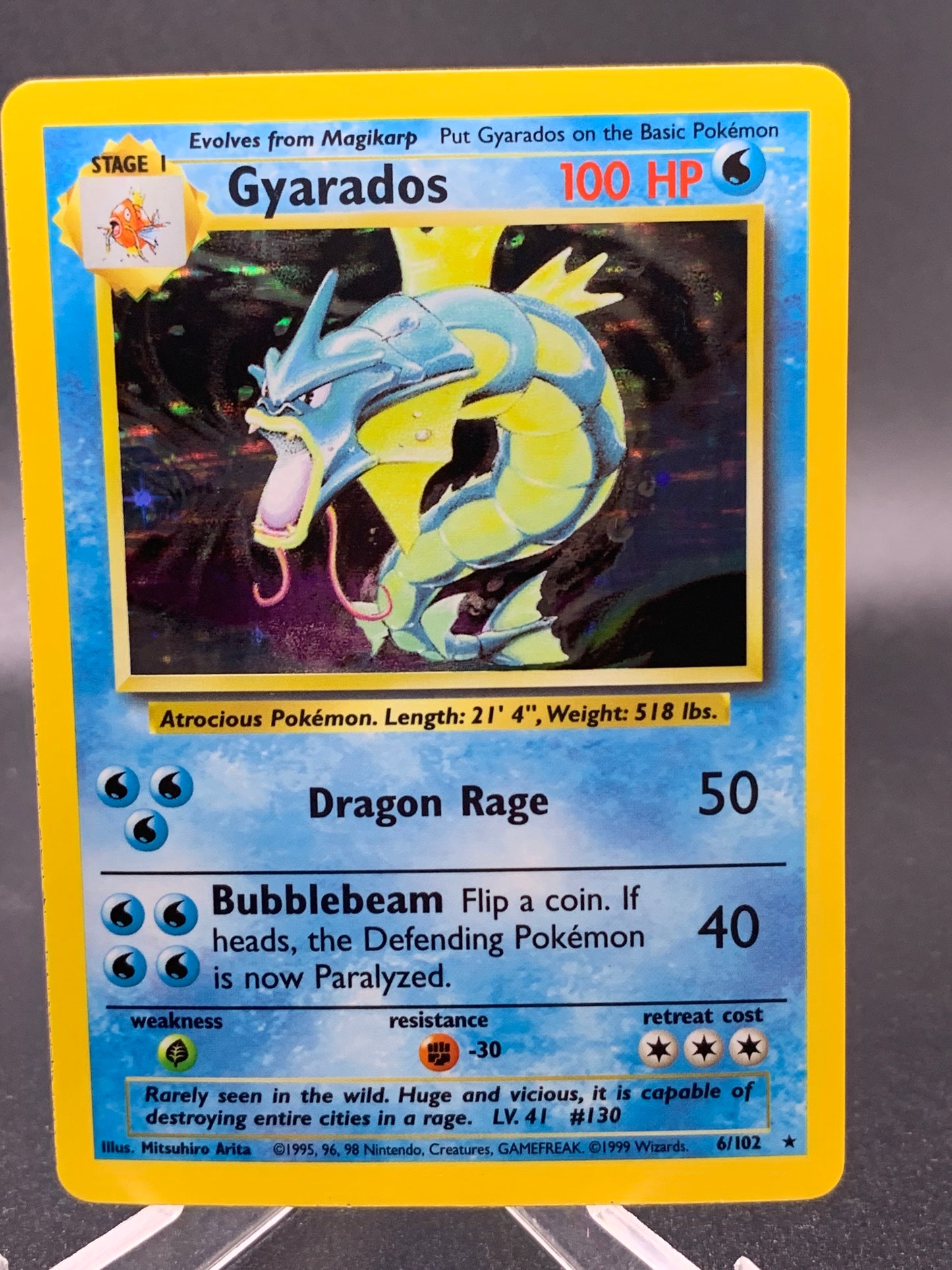 Pokémon TCG: 1999 Gyarados 6/102 Base Set Holo