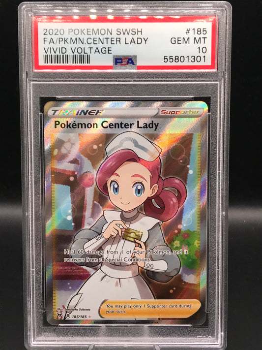 PSA 10 Pokémon TCG: 2020 Pokemon Center Lady 185/185 S&S: Vivid Voltage