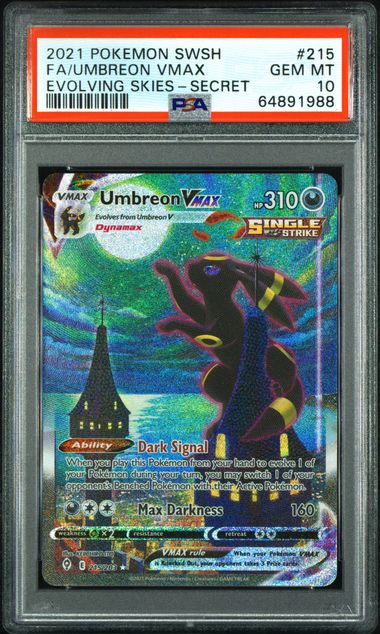 PSA 10 Pokémon TCG: 2021 Umbreon VMAX 215/203 Evolving Skies Alt Art