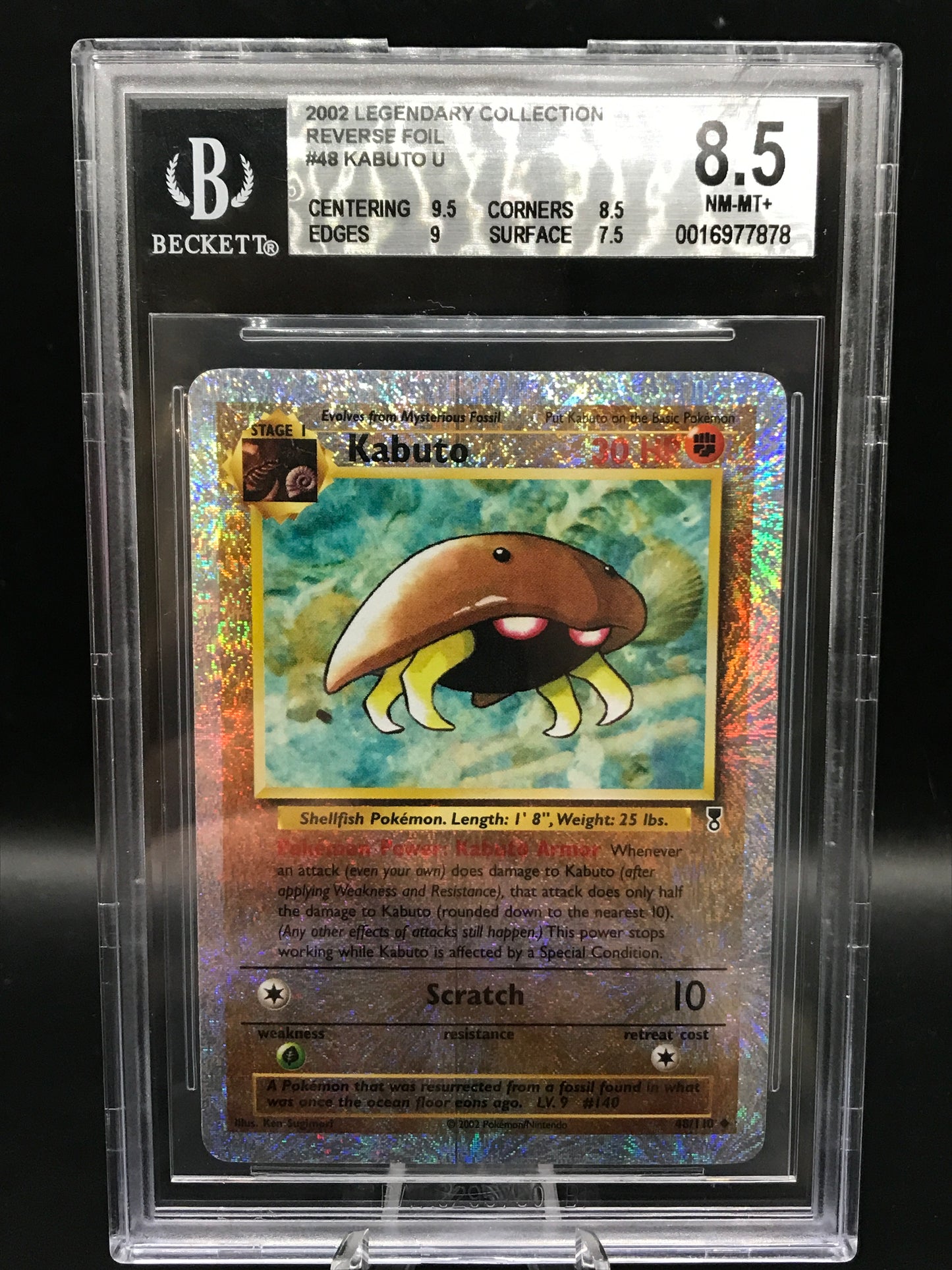 BGS 8.5 Pokémon TCG: 2002 Kabuto 48/110 Legendary Collection Reverse Foil