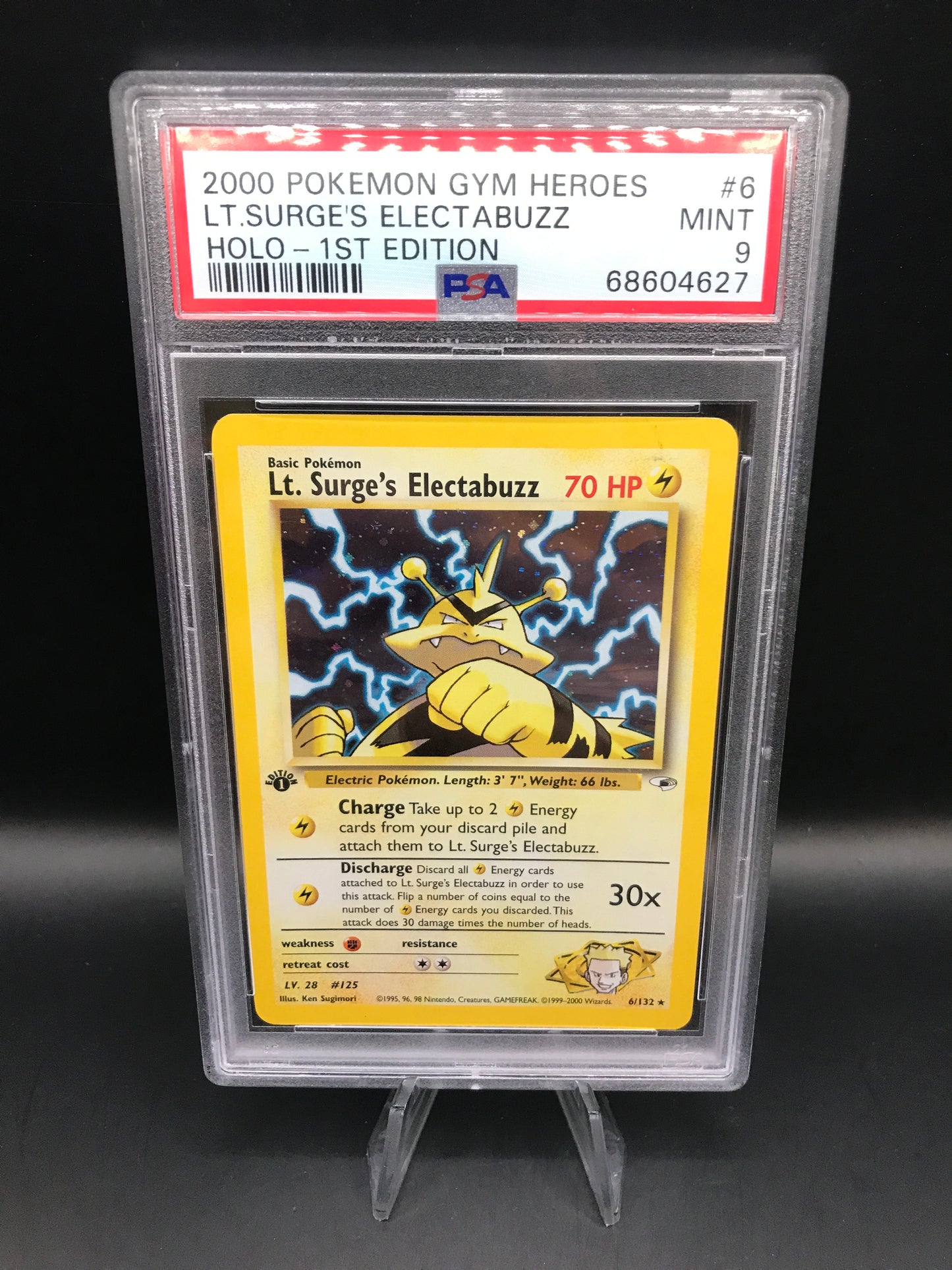 PSA 9 Pokémon TCG: 2000 1st Edition Lt. Surge's Electabuzz 6/132Gym Heroes Holo