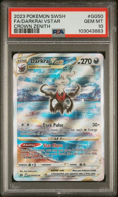 PSA 10 Pokémon TCG: 2023 Darkrai Vstar - GG50/GG70 - SWSH: Crown Zenith