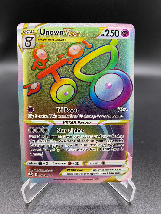 Pokémon TCG 2022 Unown Vstar 199/195 Silver Tempest Rainbow