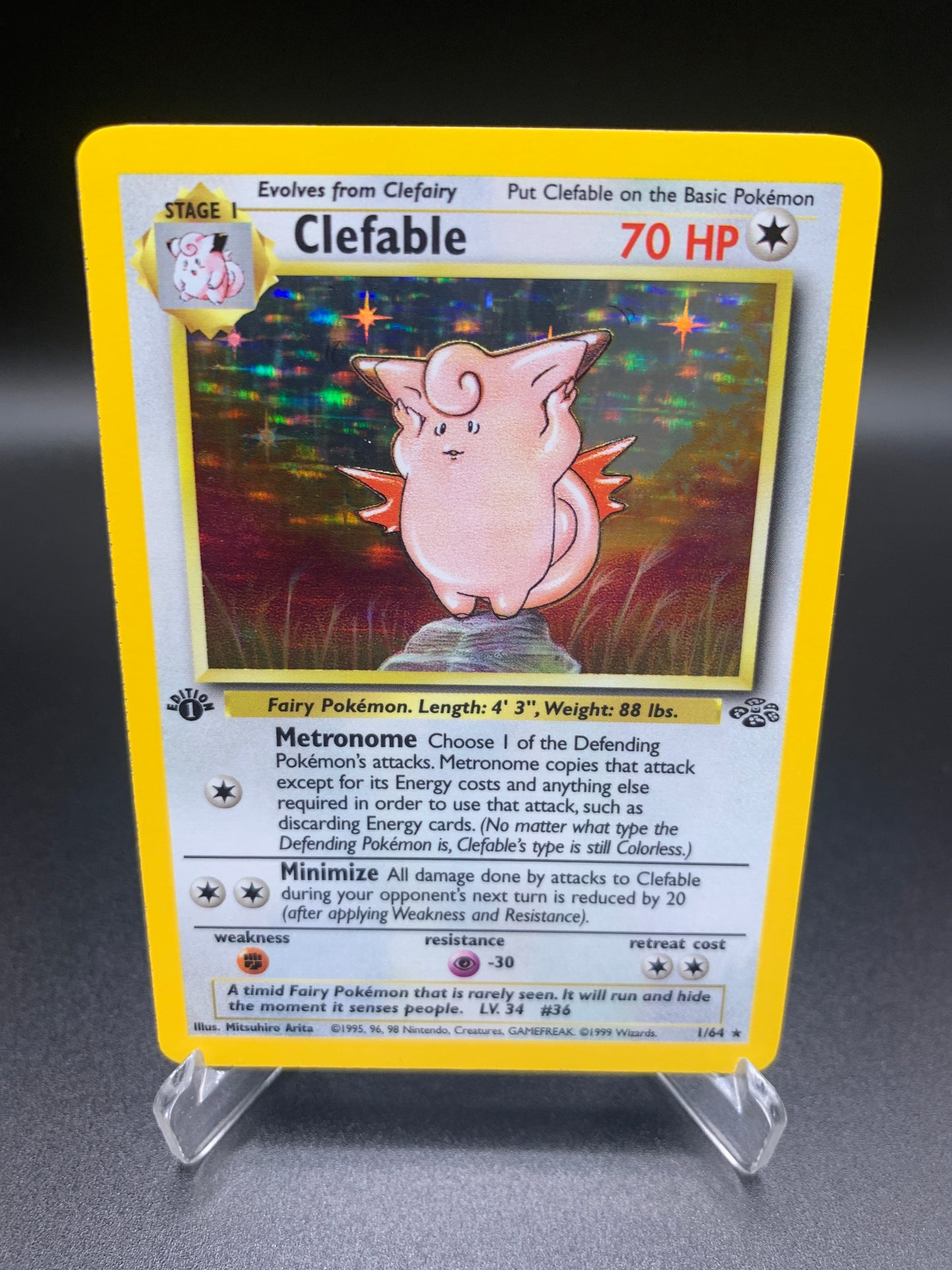 Pokémon TCG: 1999 Clefable 1/64 1st Edition Jungle Holo