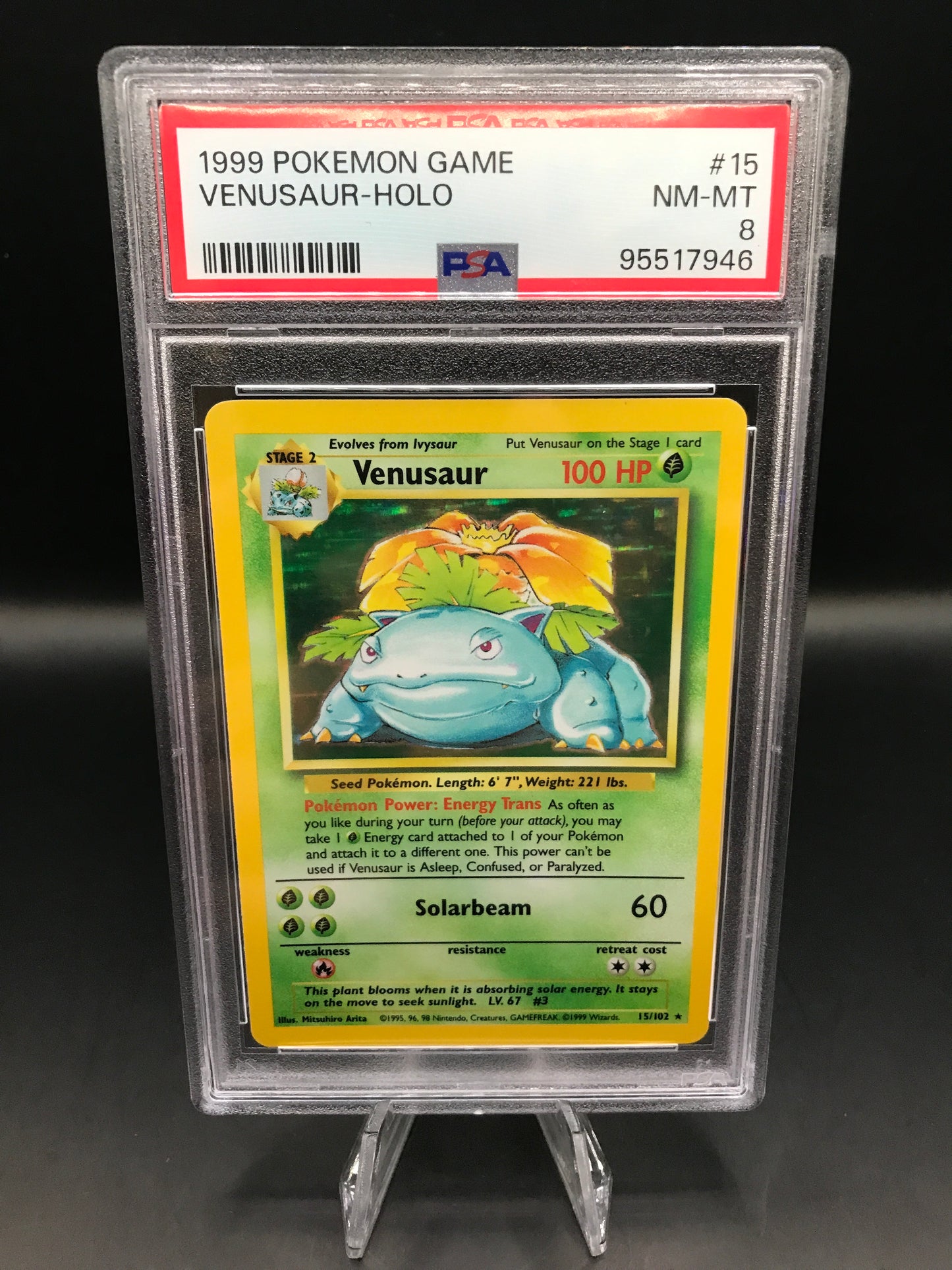 PSA 8 Pokémon TCG: 1999 Venusaur 15/102 Base Set Holo