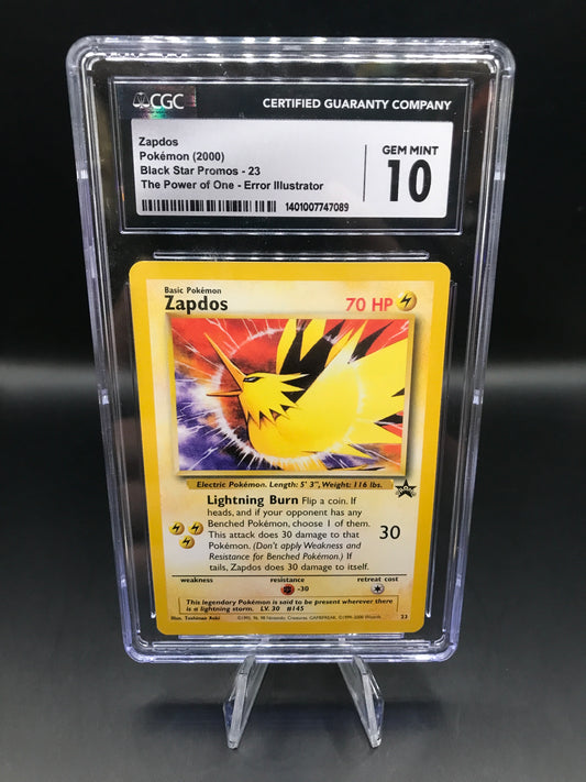 CGC 10 Pokémon TCG: 2000 Zapdos #23 Black Star Promo (Illustrator Aoki Error)