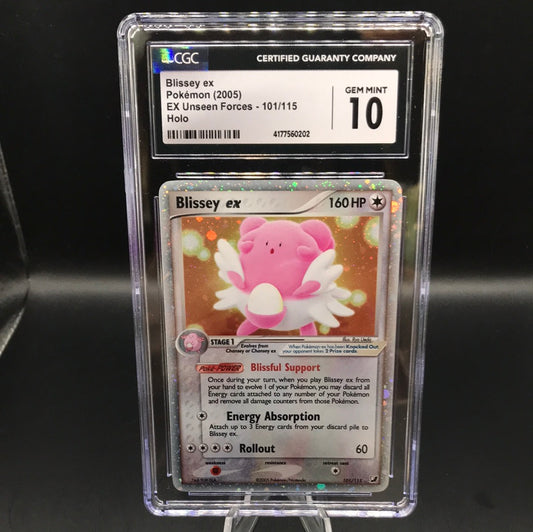 CGC 10 Pokémon TCG: 2005 Blissy Ex 101/115 EX Unseen Forces Holo (Chumlee Collection)