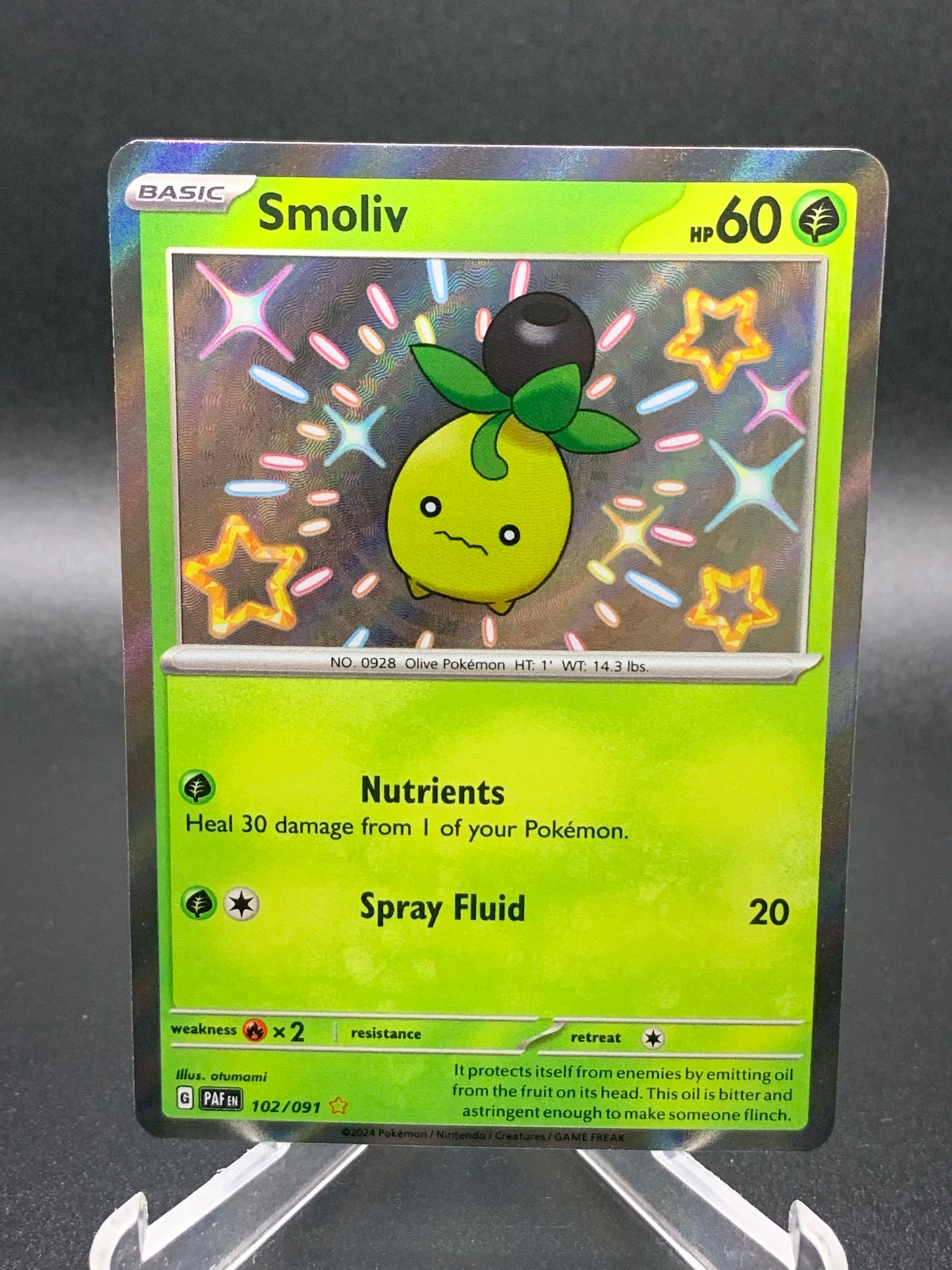 Pokémon TCG: 2024 Smoliv 102/091 S&V Paldean Fates Baby Shiny