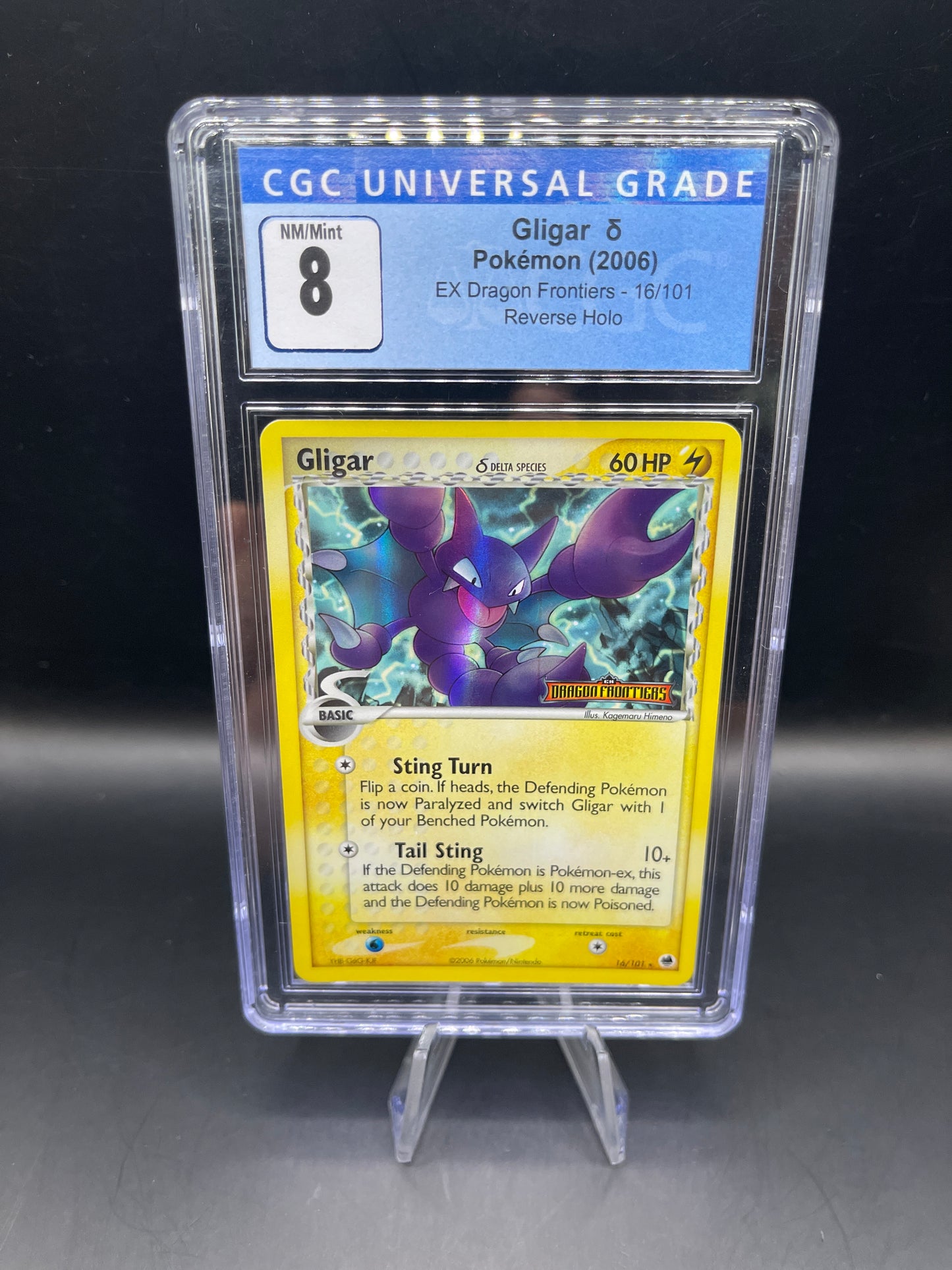 CGC 8 Pokémon TCG: 2006 Gligar 16/101 EX Dragon Fronteirs Stamped Reverse Holo