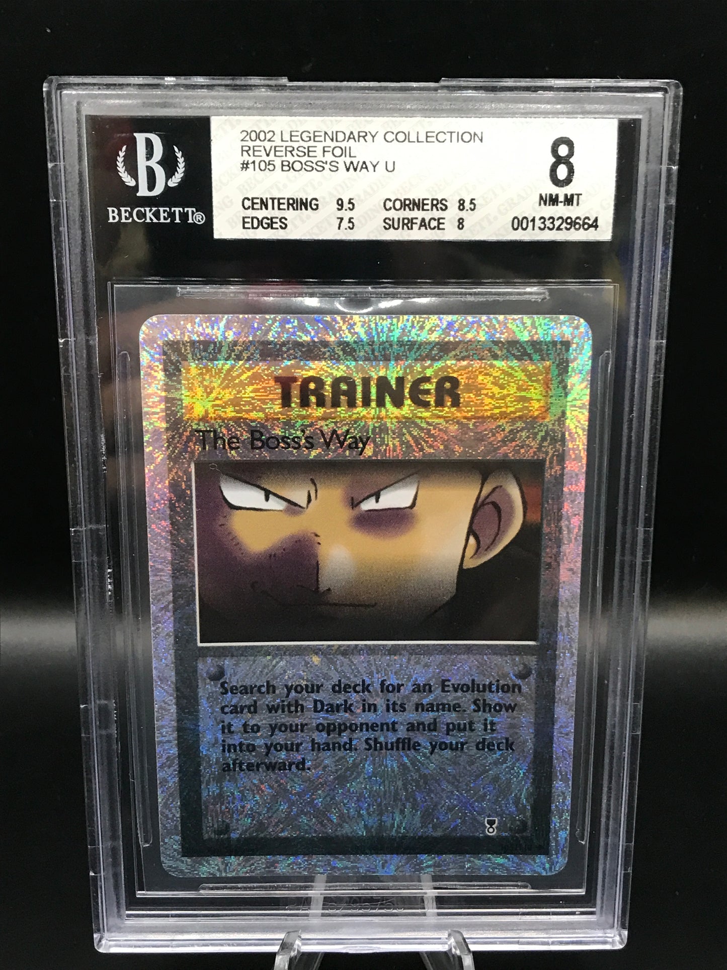 BGS 8 Pokémon TCG: 2002 The Boss’s Way 105/110 Legendary Collection Reverse Foil