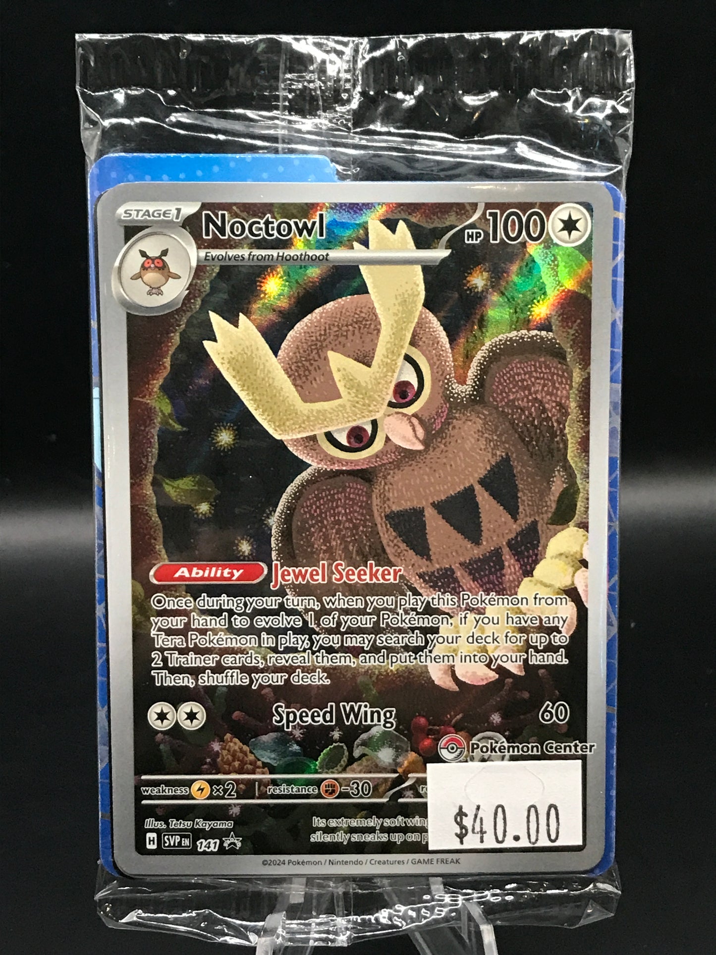 Pokemon TCG 2024 Noctowl Scarlet & Violet Pokemon Center Promo- SVP141 Sealed