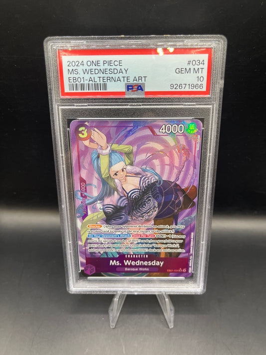 PSA 10 One Piece TCG: 2024 Ms. Wednesday EB01-034 SR Memorial Collection Alt Art