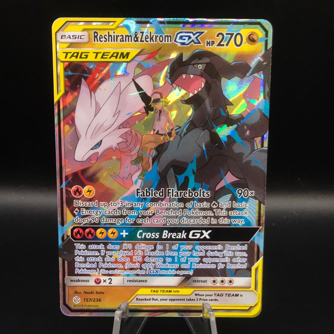 Pokemon TCG 2019- Reshiram & Zekrom GX - Cosmic Eclipse - 157/236 - Full Art