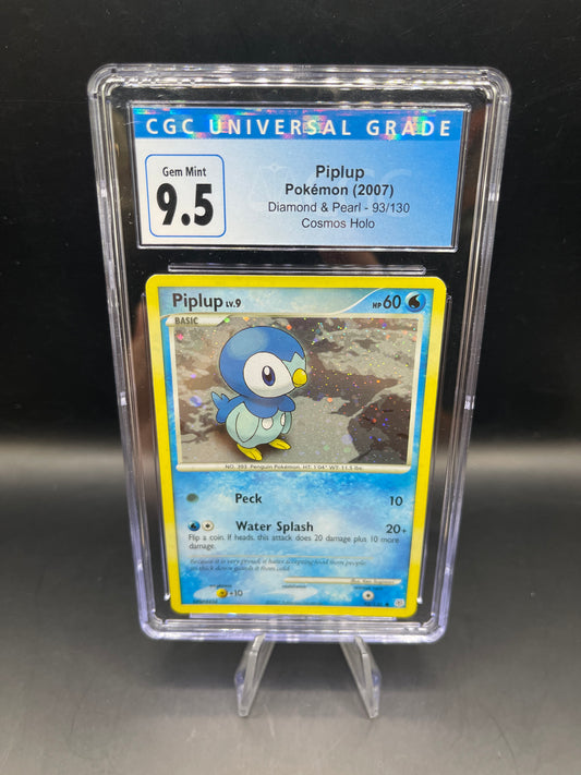 CGC 9.5 Pokémon TCG: 2007 Piplup 93/130 Diamond & Pearl Cosmos Holo