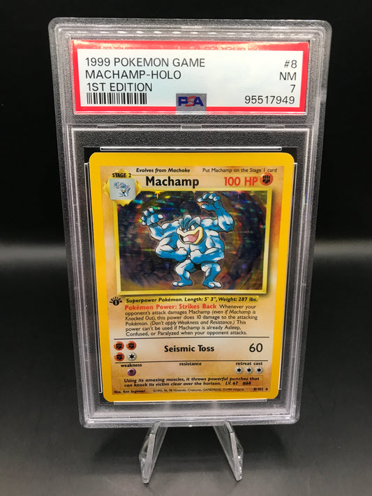 PSA 7 Pokémon TCG: 1999 1st Edition Machamp 8/102 Base Set Holo