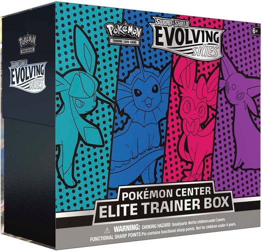 Pokémon TCG: Evolving Skies Pokémon Center Elite Trainer Box (Glaceon, Vaporeon, Sylveon, and Espeon Cover Art)