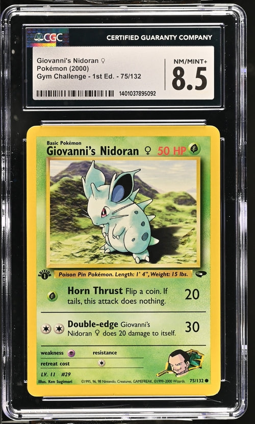 CGC 8.5 Pokémon TCG: 2000 1st Edution Giovanni’s Nidoran 75/132 Gym Challenge