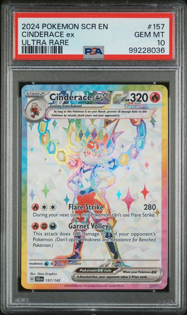 PSA 10 Pokémon TCG: 2024 Cinderace ex 157/142 S&V: Stellar Crown