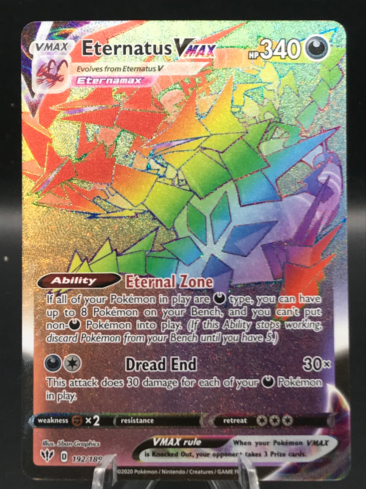 Pokémon TCG: 2020 Eternatus Vmax Rainbow 192/189  SWSH: Darkness Ablaze