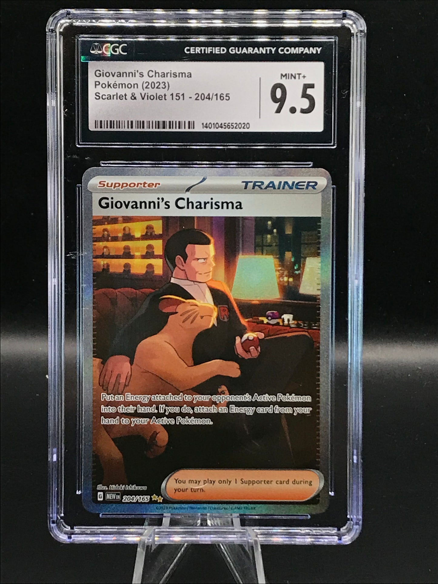 CGC 9.5 Pokémon TCG: 2023 Giovanni's Charisma 204/165 Scarlet & Violet 151 Secret