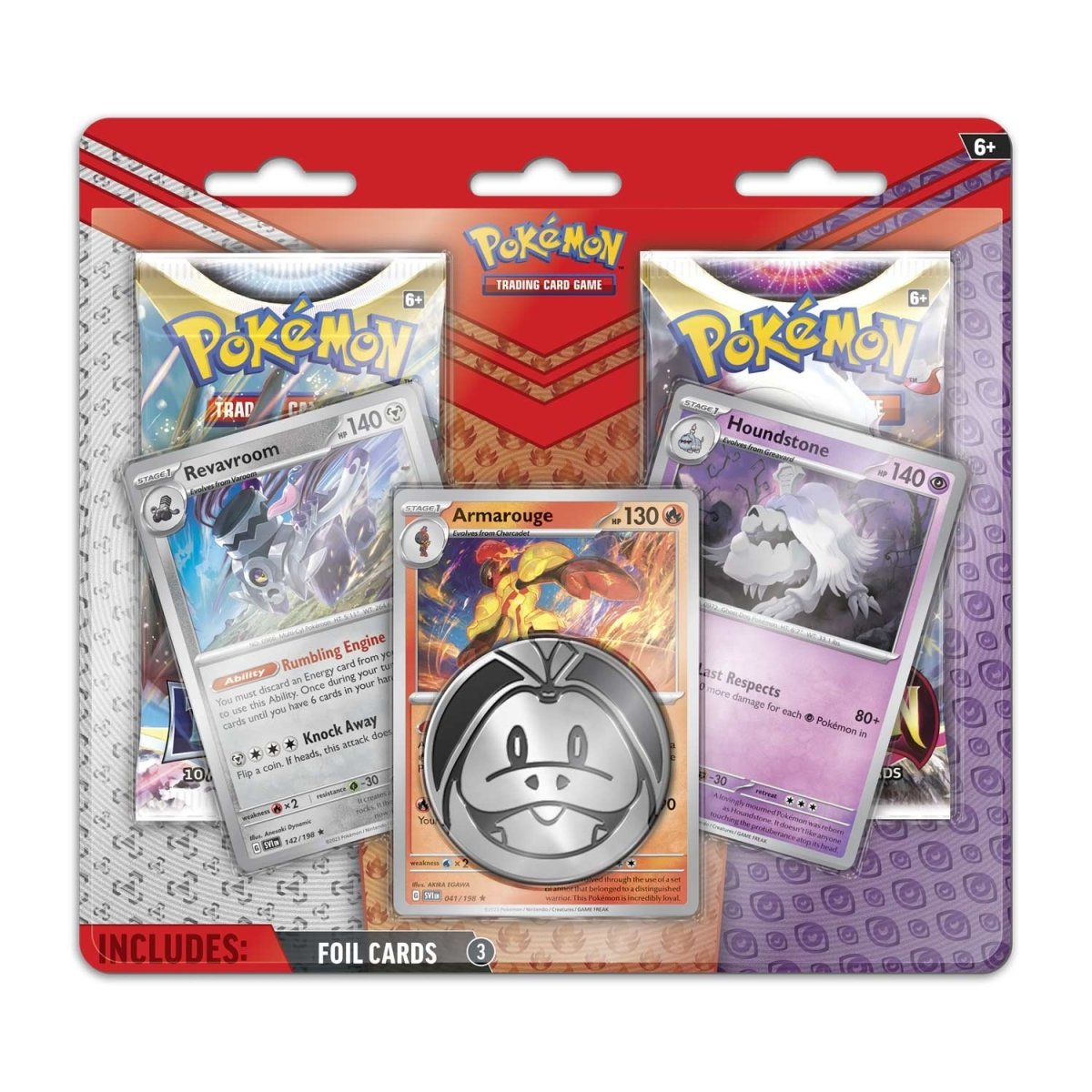 Pokémon TCG: Armarouge, Revavroom & Houndstone Cards with 2 Booster Packs & Coin