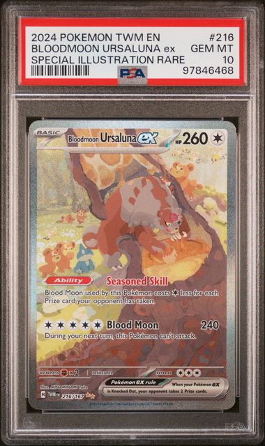 PSA 10 Pokémon TCG: 2024 Bloodmoon Ursaluna ex 216/167 S&V: Twilight Masquerade Alt Art