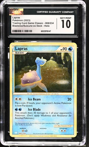 CGC 10 Pokémon TCG: 2023 Lapras 008/034 Blastoise/Suicune ex Deck