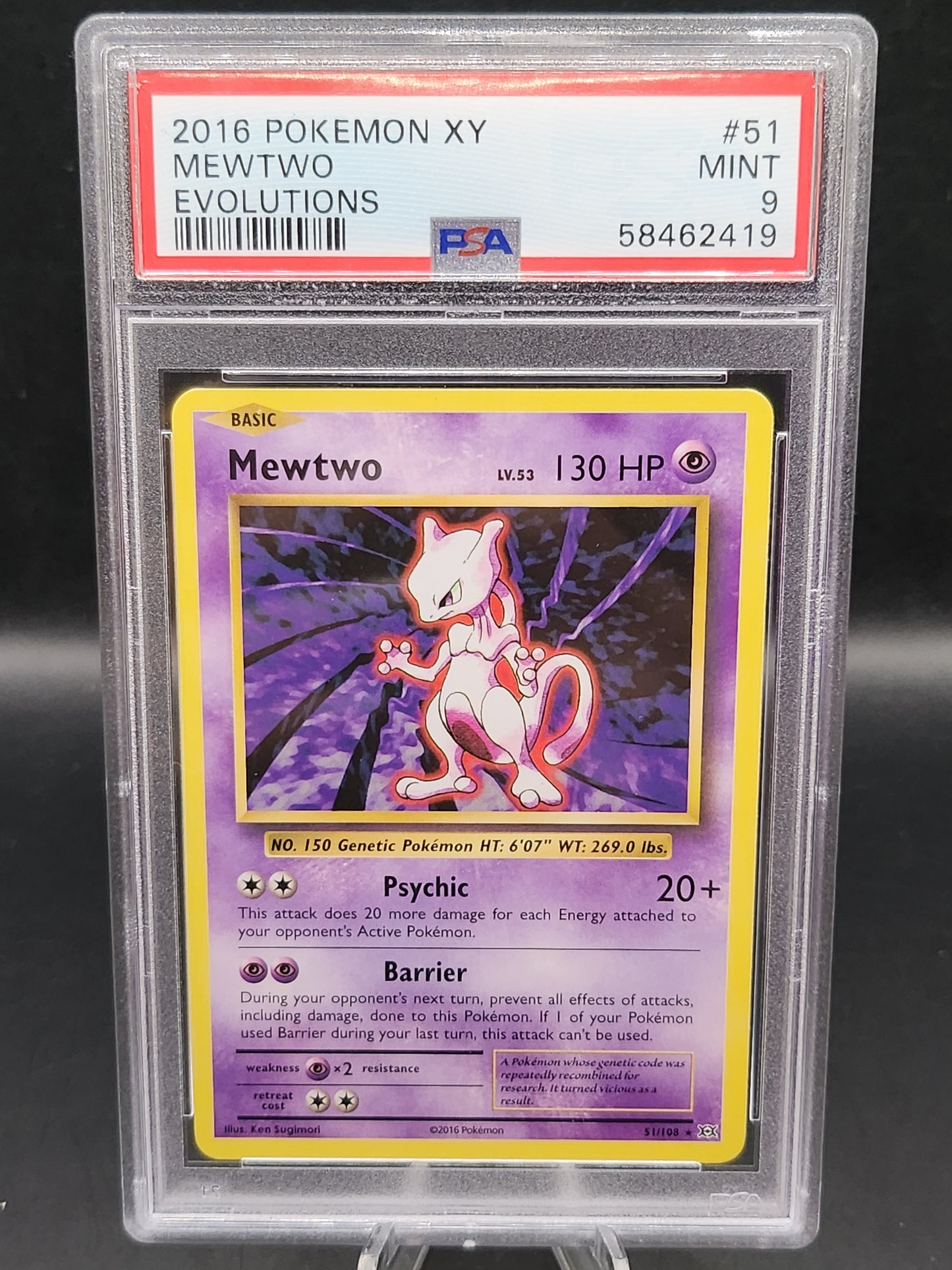 PSA 9 Pokémon TCG: 2016 Mewtwo 51/108 XY: Evolutions