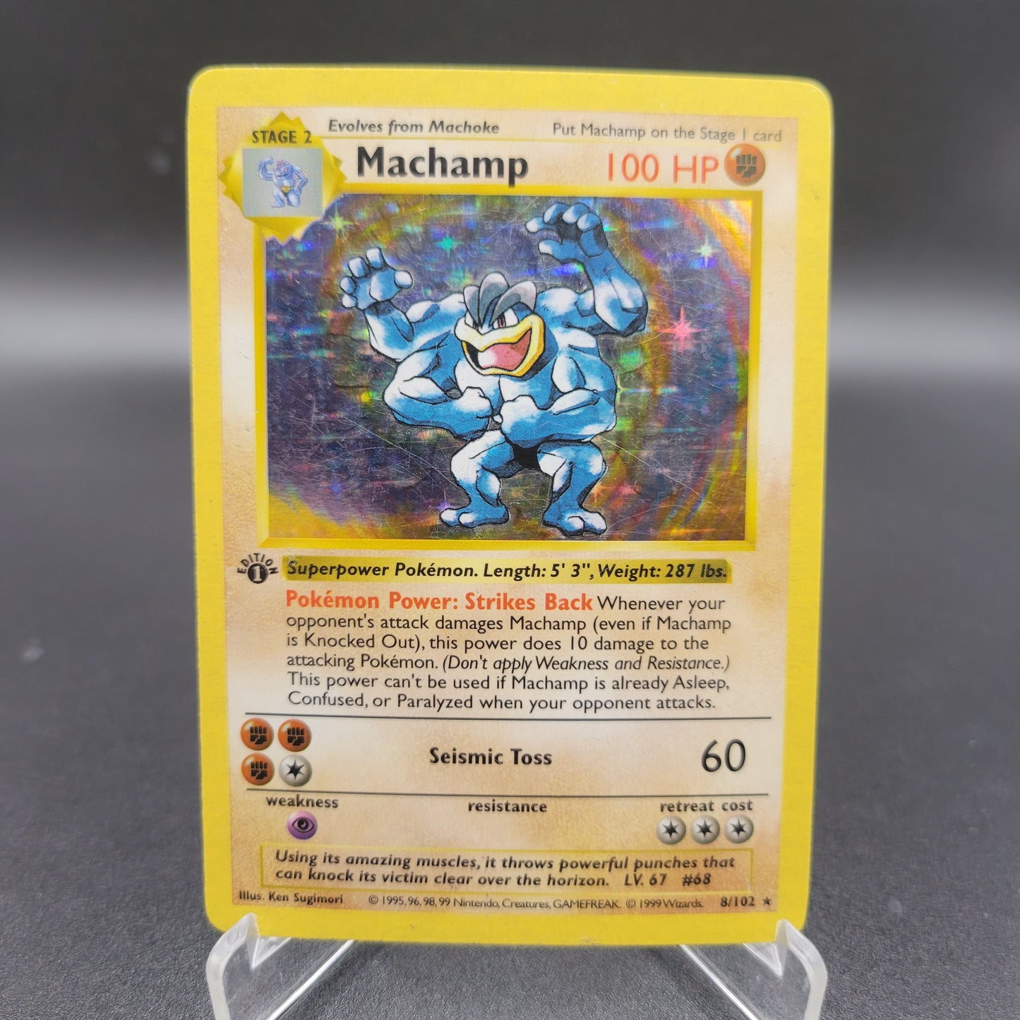 Pokémon TCG: 1999 1st Edition Machamp (Shadowless) 8/102 Base Set Holo