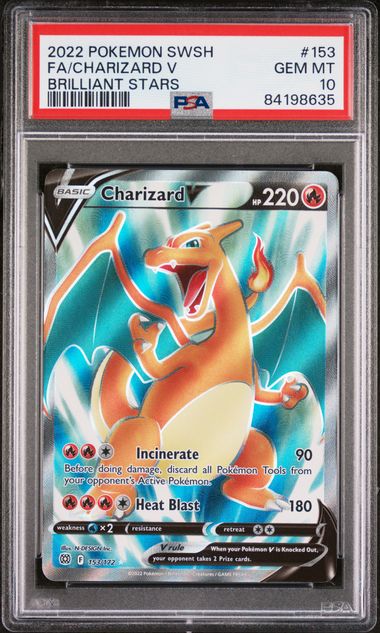 PSA 10 Pokémon TCG: 2022 Charizard V 153/172 Brilliant Stars Full Art